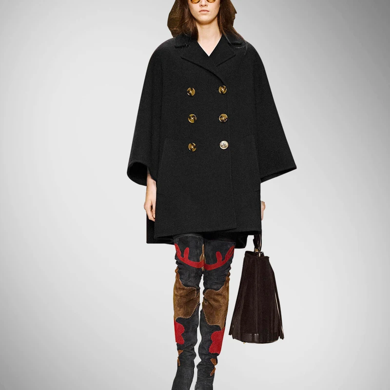 Лидер продаж длинное однотонное кашемировое пальто с карманами на пуговицах