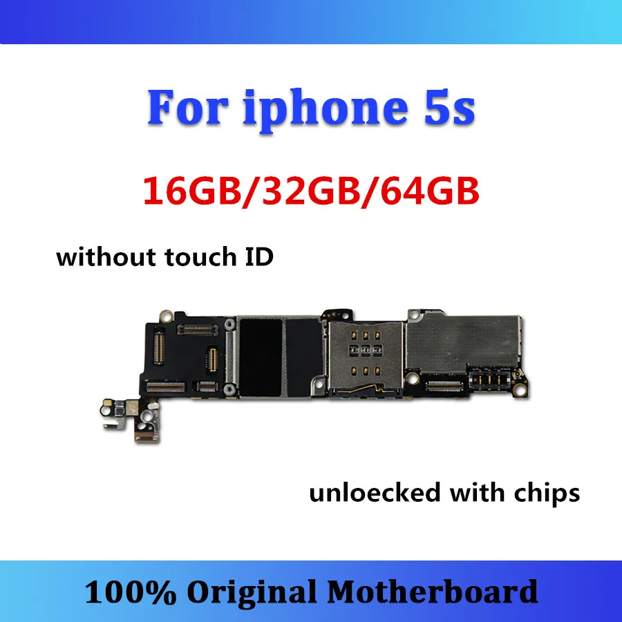 Разблокирована для iphone 5s материнская плата IOS с чипом без touch ID 5s материнская плата IOS без iCloud карты 16 Гб/32 ГБ/64 ГБ плата без кнопки