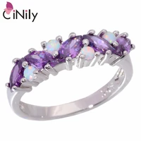 cinily created white fire opal purple zircon silver plated wholesale new style for women jewelry ring wedding size 7 8 9 oj8942