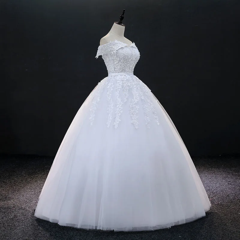 Fansmile Vestido de Noiva винтажные кружевные тюлевые Бальные Свадебные платья размера плюс Индивидуальные Свадебные платья FSM-141F