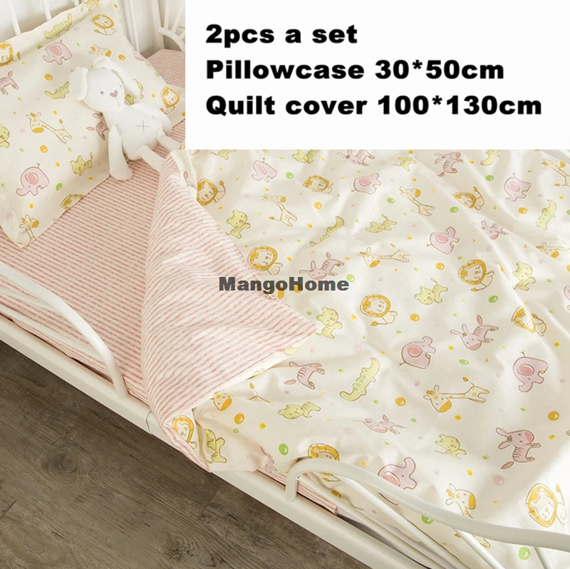 2pcs A Set) Customize Baby Bed Quilt Cover And Pillowcase Cotton Kids Bedding Set Dinosaur Unicorn Design Baby Bed Linen