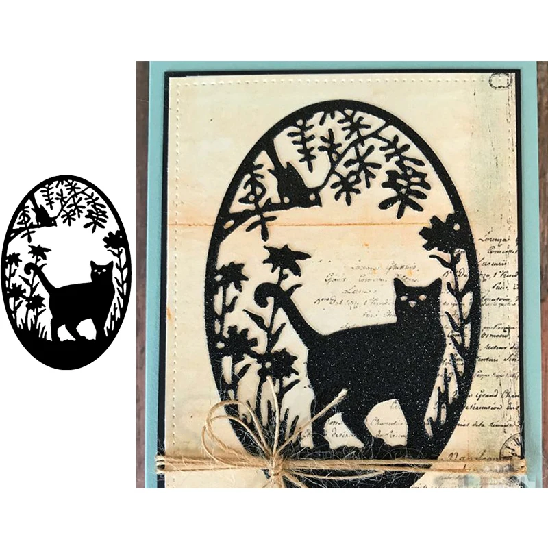 Металлические штампы рамка фон Кот и птица трафареты для сделай сам Скрапбукинг