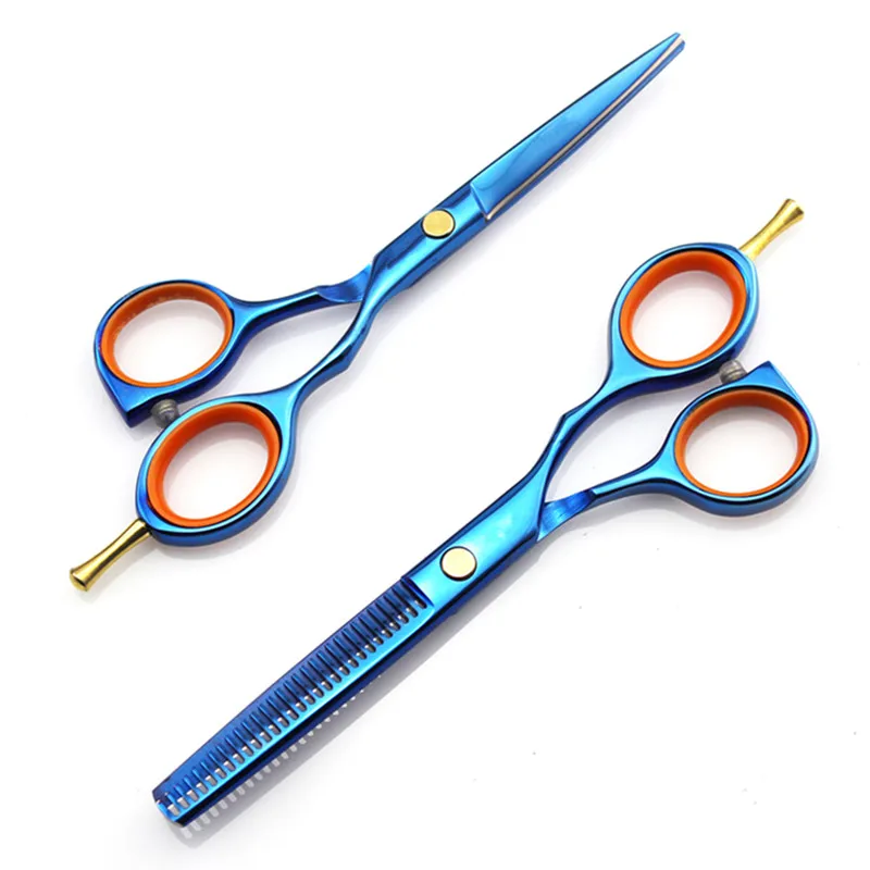 

professional japan 440c 5.5 inch blue hair scissors cutting barber makas scisors haircut thinning shears hairdressing scissors