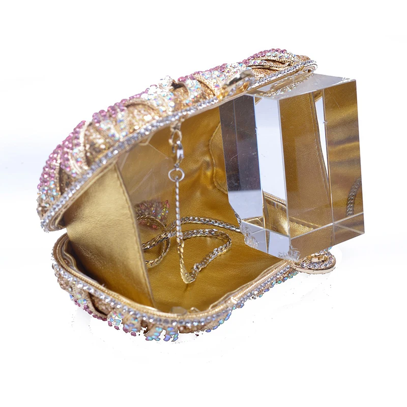 Роскошные золотистые металлические белые блестящие искусственные клатчи