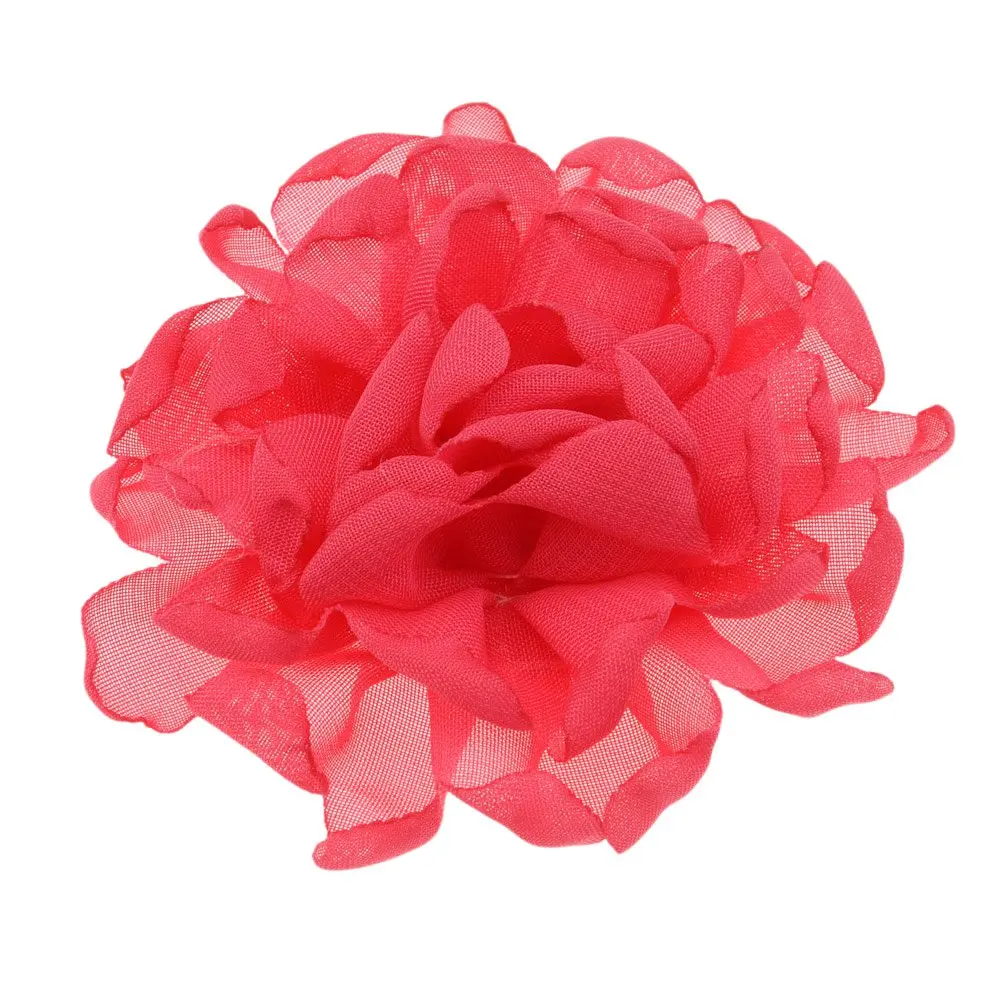 Hot Pink 100 шт жареная Ткань Цветы шифон Вьющиеся цветы волосы головные уборы модный бутик аксессуаров для волос украшение цветок без бантов для волос - Цвет: Hot Pink