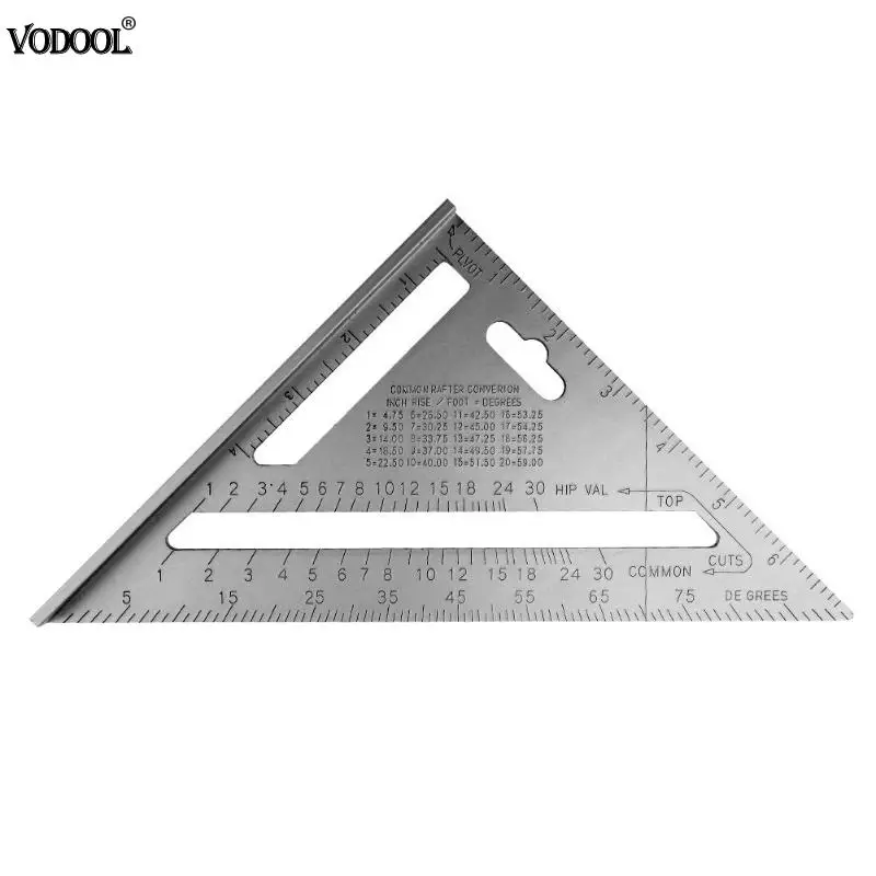 VODOOL 7 дюймов Серебряный треугольник угол линейка транспортира алюминиевый сплав скорость квадратный кровельные трафареты мешащие инструменты школьные принадлежности