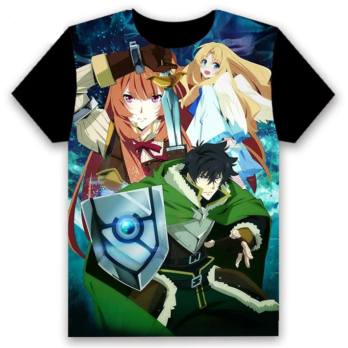 Футболка аниме The Rising of the Shield Hero Naofumi Iwatani Косплей короткий рукав для женщин и мужчин черная футболка Повседневная летняя рубашка Otaku - Цвет: 2
