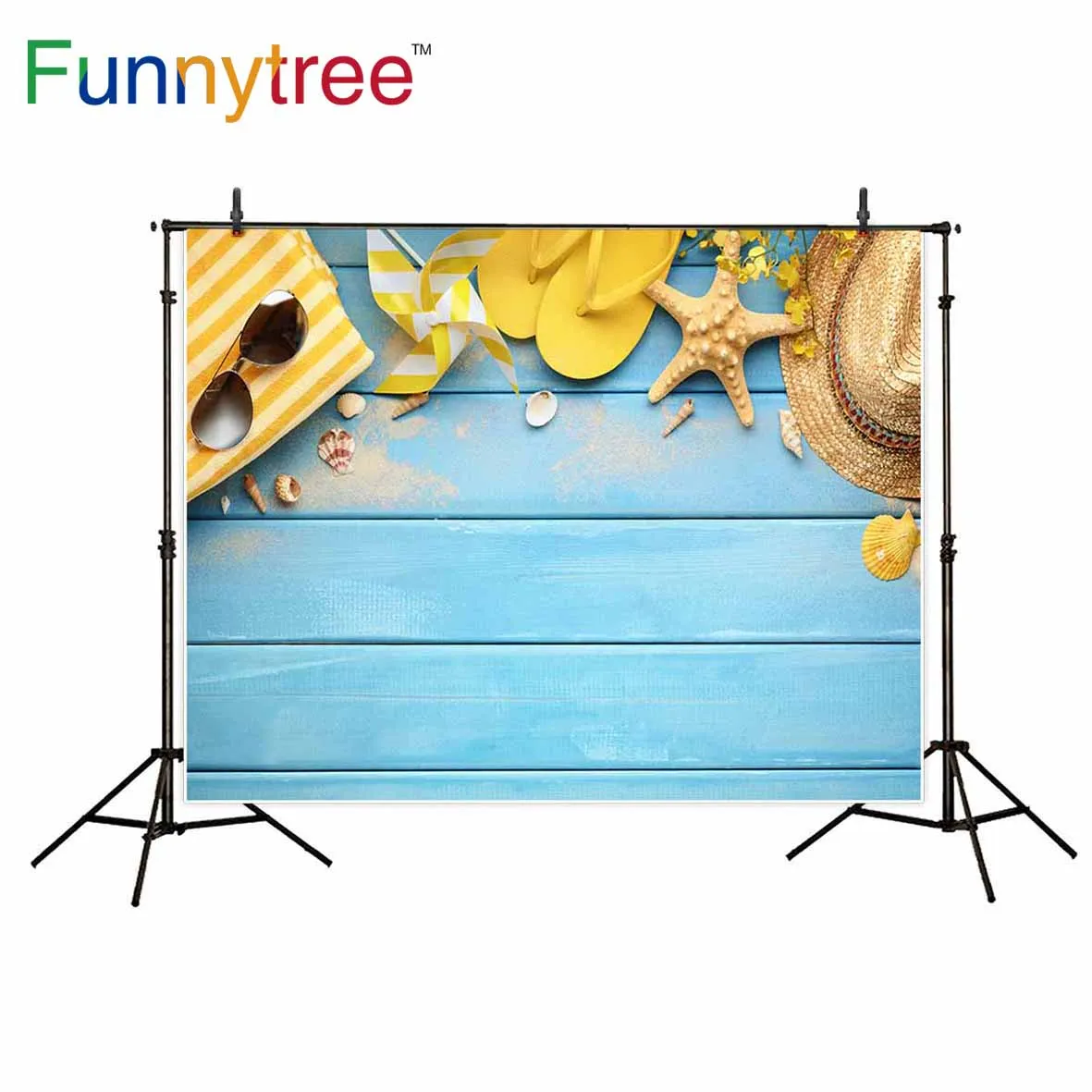Фон Funnytree для студийной фотосъемки с изображением деревянных ракушек звезд