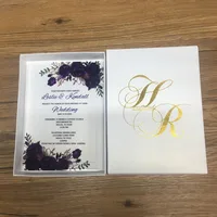High quality hot sell royal wedding invitation card european style lace invitations elegant romantic purple color