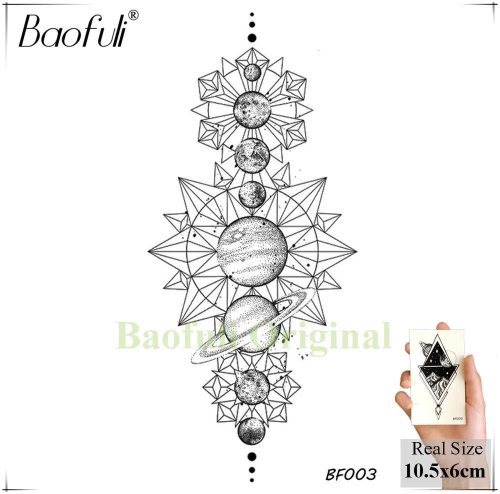 Татуировка на руку Baofuli из черной хны черепаха мандала цветок живопись временная
