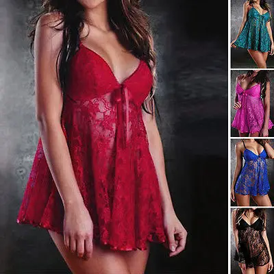 Сексуальное женское белье, кружевное платье Babydoll, женское прозрачное ночное белье, одежда для сна, нижнее белье, стринги, прозрачная Пижама