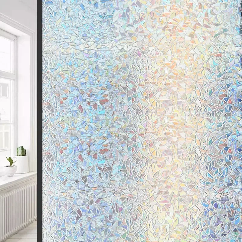 

Rainbow Irregular static glass film sunscreen window privacy film heat-resistant bathroom door home decorative stickers 60*300cm