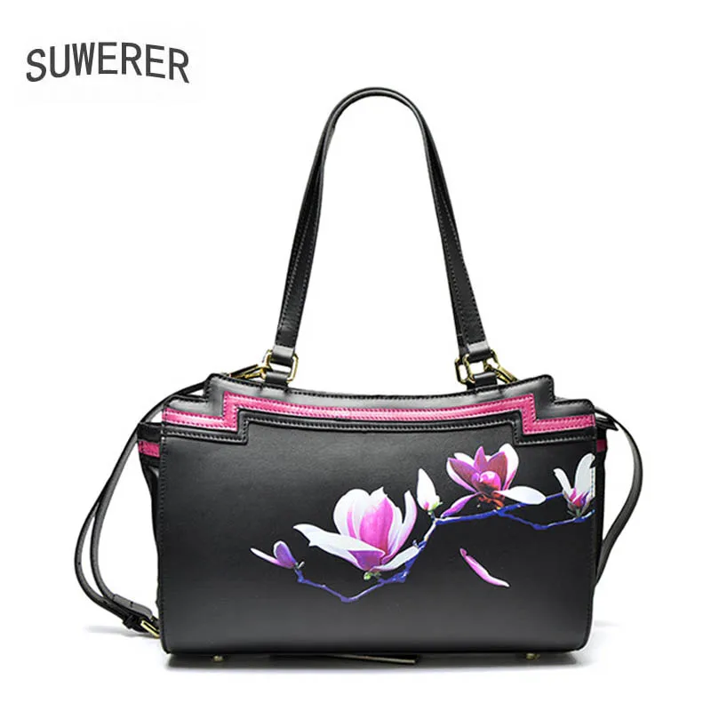 

SUWERER brand leather bag leather Women's handbag 2020 new luxury print handbag Fashion shoulder messenger bag