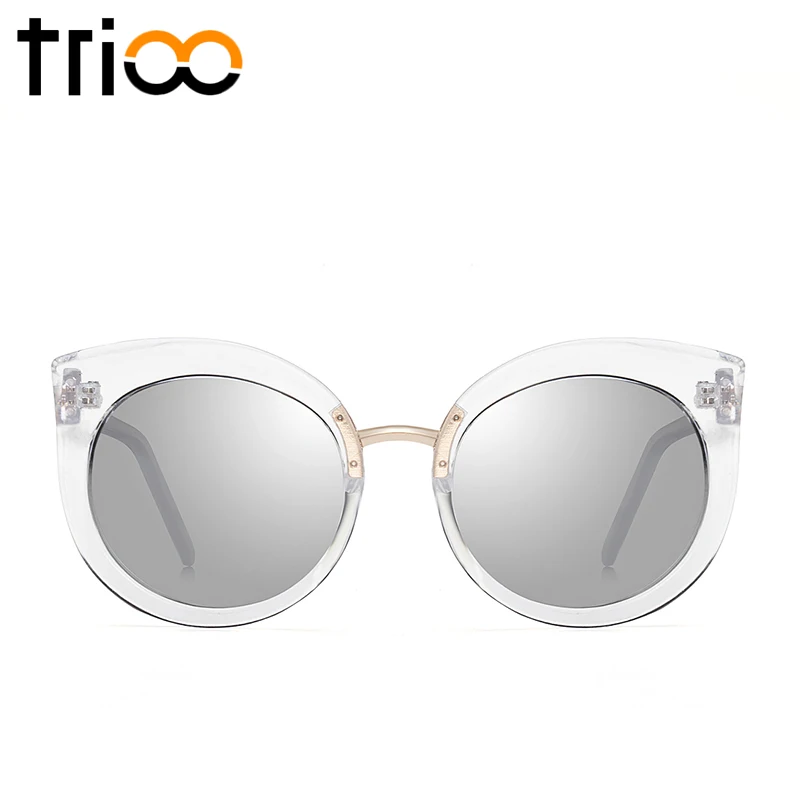 Trioo UV400 защиты дамы кошачий глаз солнцезащитные очки негабаритных Круглый кот Óculos de sol градиент объектив высокой моды люнет de soleil - Цвет линз: 006