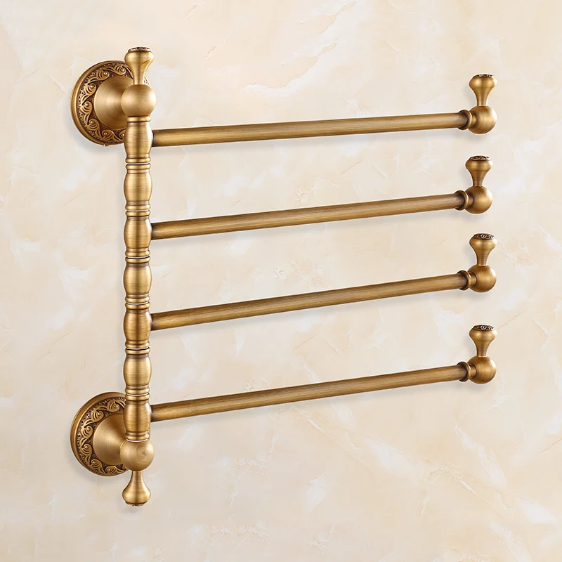 Towel Racks 2/3/4/5 Tiers Bars Antique Brass Holder Bath Rack Active Rails Pants Hanger Bathroom Accessories Wall Shelf | Строительство