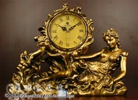 european hot selling living room craft decoration antique quartz clock retro creative seat clock silent table clock