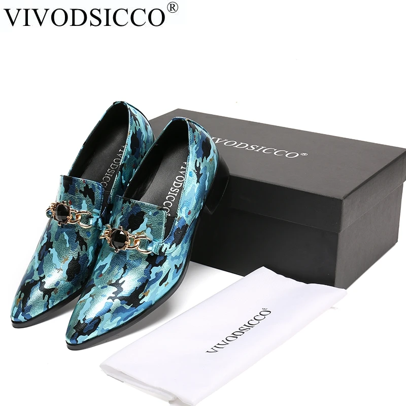 Мужские кожаные туфли VIVODSICCO деловые свадебные из натуральной кожи мужские