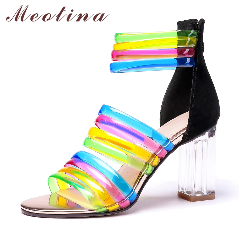 Женские босоножки на молнии Meotina летние сандалии гладиаторы высоком блочном