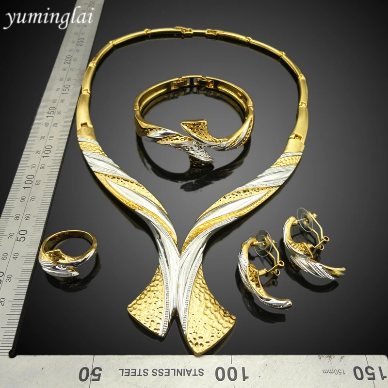 Yuminglai уникальный дизайн Дубай 24 K позолоченные ювелирные изделия два тонирование