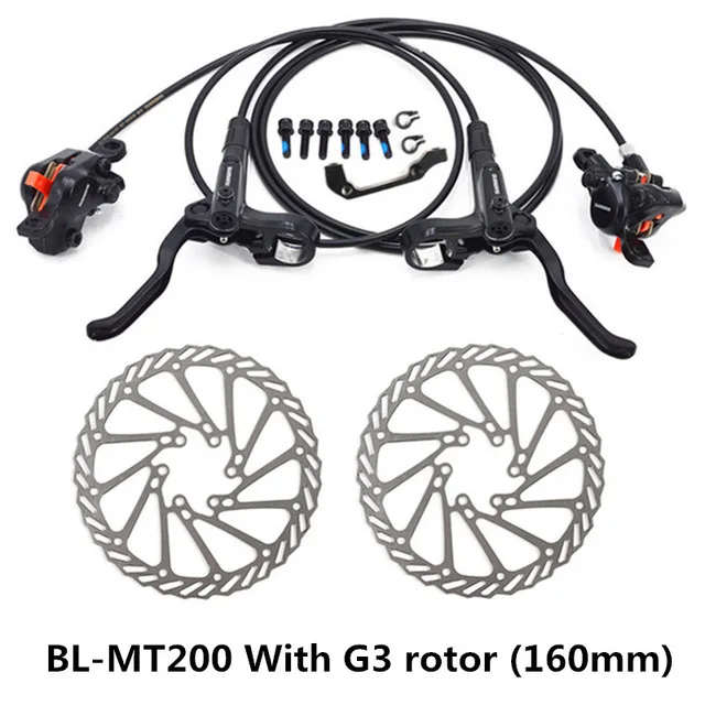 Новая SHIMANO BL-MT200 тормоза велосипедный гидравлическая подвеска диск тормозной зажим горный велосипед тормоза M315 w/n G3/HS1 ротора - Цвет: MT2MT200 Pair and G3