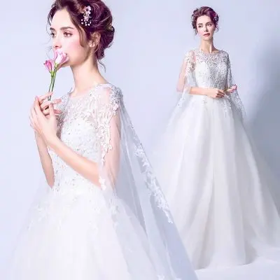 Vestido De Noiva Рубашка с короткими рукавами Свадебные платья А жемчуг Кружево