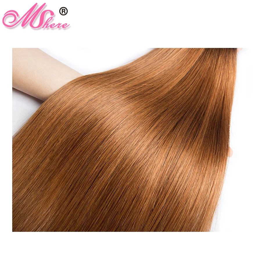 Mshere прямые волосы Ombre 3/4 Связки с закрытием 1B/30 перуанские натуральные Ткань