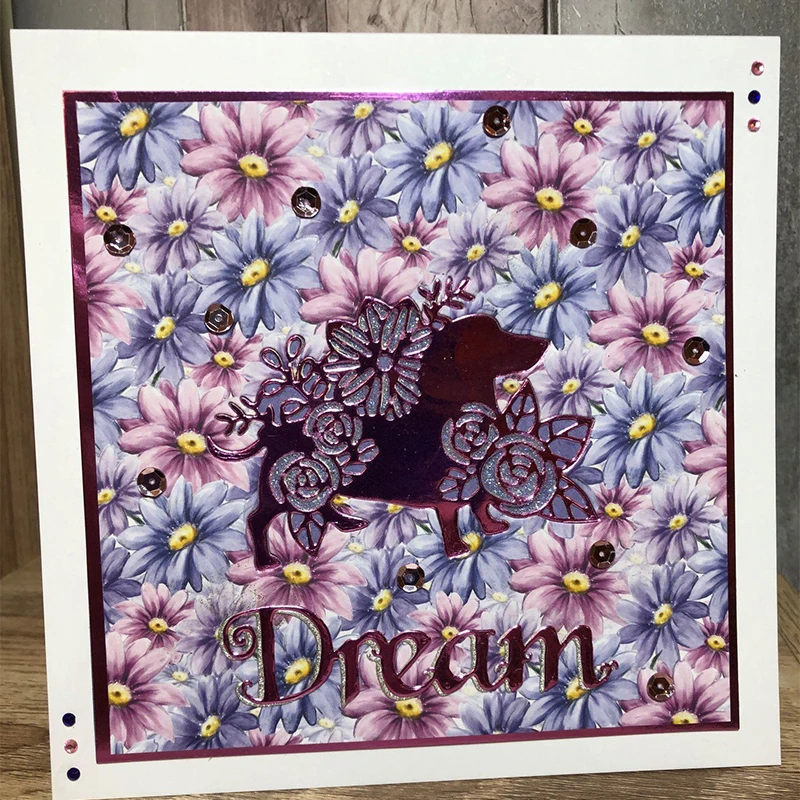 Цветочные Вырубные штампы для собак Скрапбукинг ручная работа украшения DIY карты