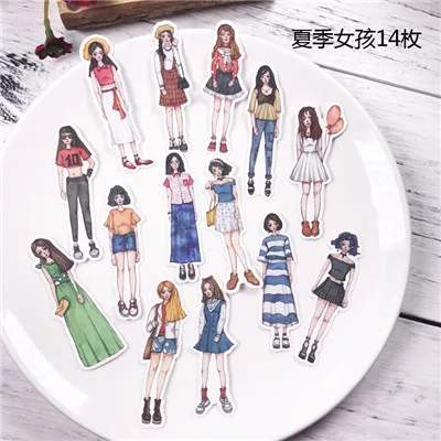 11 1pack girl sticker PVC Scrapbook hand book diary Stickers kawaii cartoon girls waterproof stickers toys kids children pegatinas - Цвет: 11