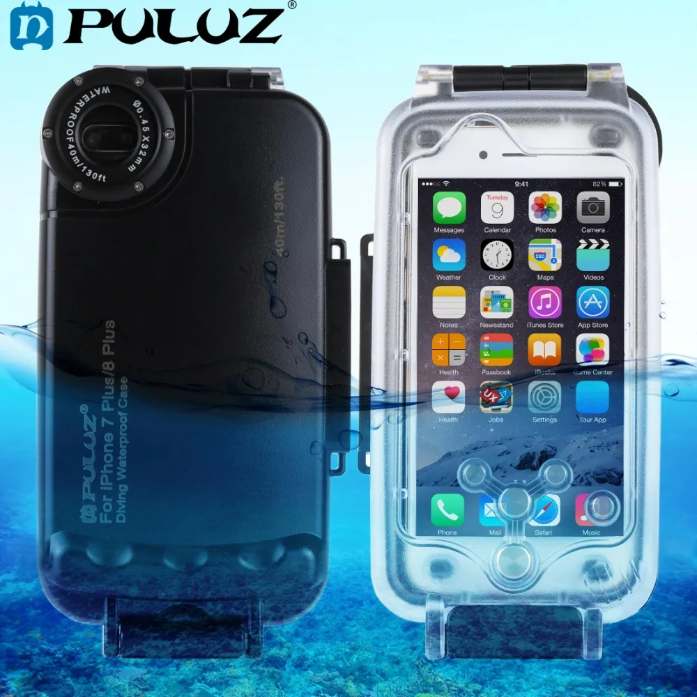 PULUZ для iPhone 8/7 Plus 40 м/130 футов водонепроницаемый корпус дайвинга защитный чехол