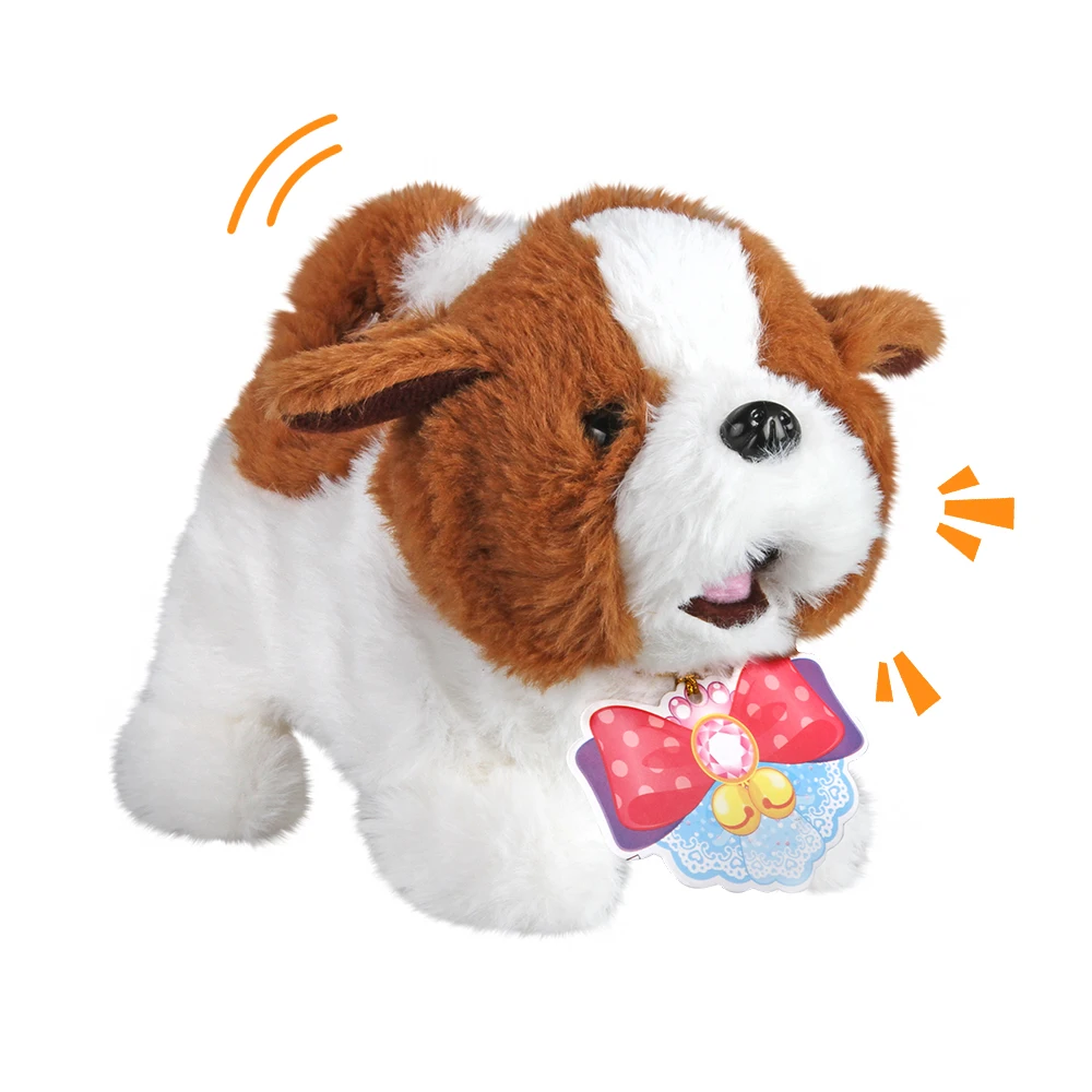 Plush Toy Kawaii Puppy Simulation Dog Doll Cartoon Animal Stand Walk Shake Gift For Girls Boys Children(Saint Bernard) | Игрушки и хобби