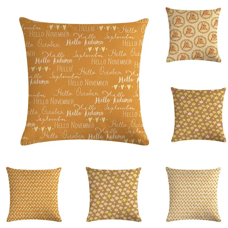

Helo November Pillow Case Yellow Geometric Fall Autumn cotton linen cushion cover decorative pillow case 45*45 yellow ZY968