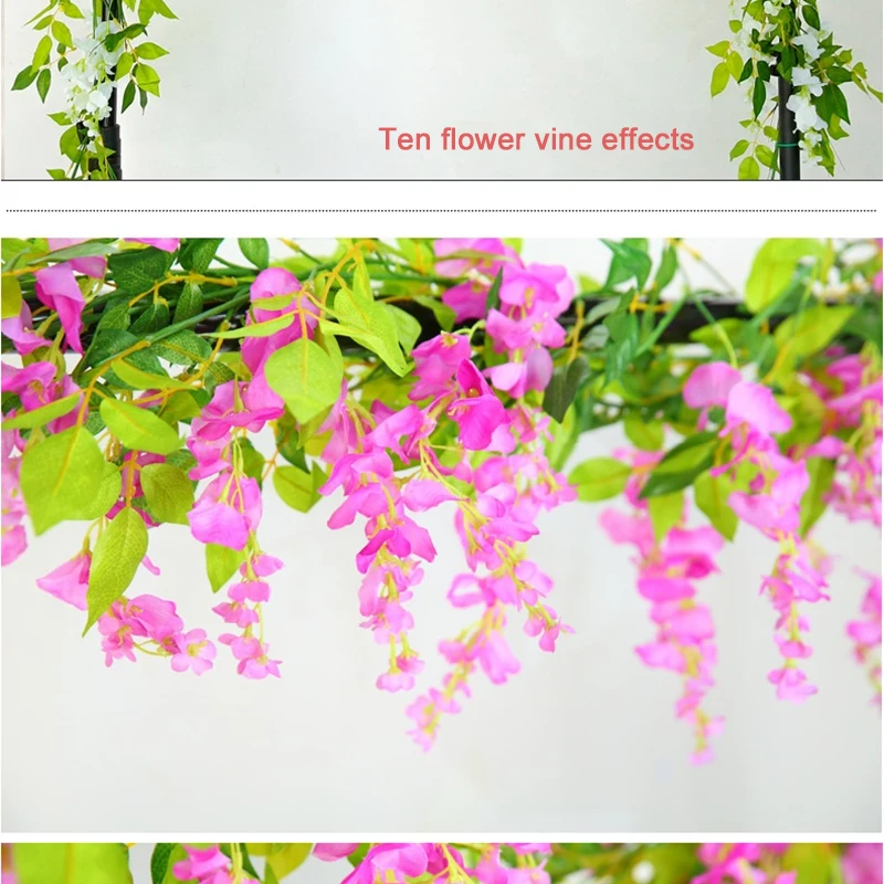 Xuanxiaotong 180 см Wisteria Искусственные цветы из ротанга Свадебные цветы украшение арки Настенный декор поддельные цветы лозы