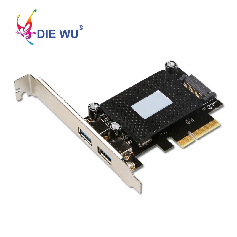 PCI E X4 к двойной USB3.1 тип A карта расширения с 15 Pin SATA питания 10 Гбит/с адаптер ASM1142 чип