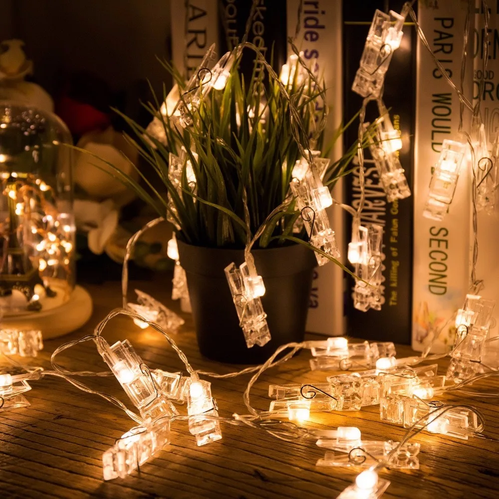 Wrumava 1M 2M 3M Photo Clip Holder LED String lights For Christmas New Year Party Wedding Home Decoration Fairy Battery | Лампы и