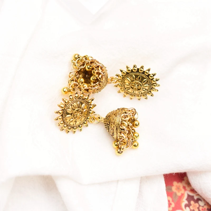 DOUVEI этнические золотые серьги Jhumka Jhumki Висячие для женщин в стиле бохо