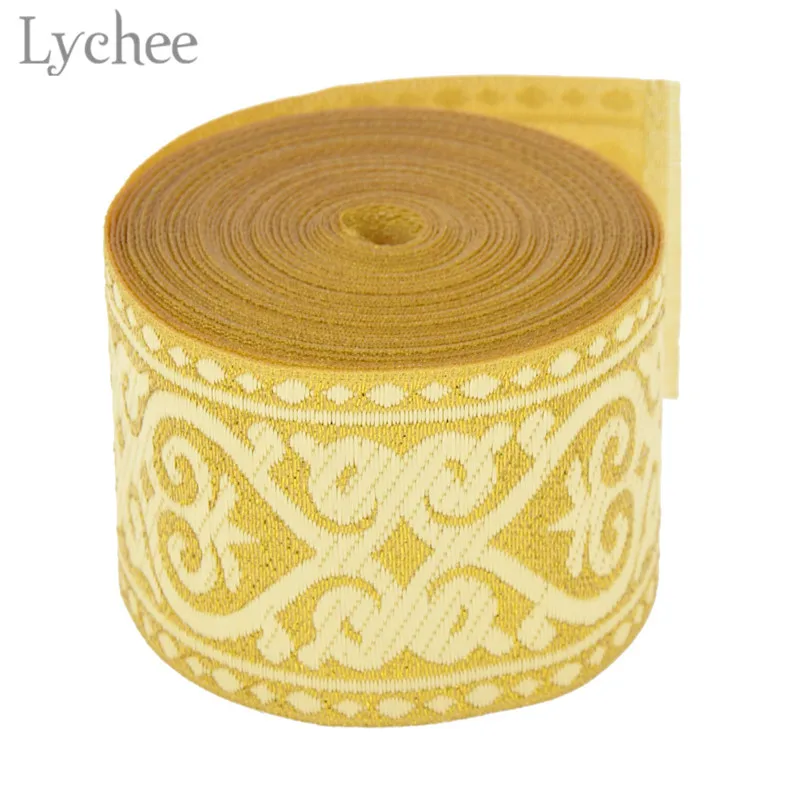 Lychee 9 ярдов светильник Золотая плетеная жаккардовая из полиэстера лента для