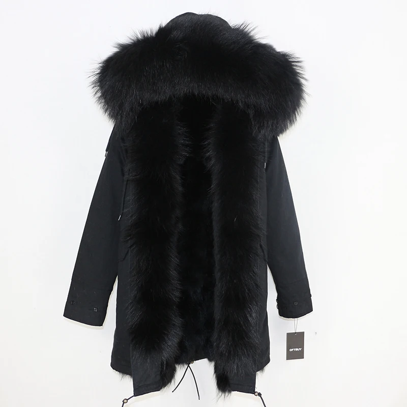 full black E OFTBUY новая зимняя куртка женская парка пальто из натурального меха енота воротник из натурального Лисьего меха Толстая теплая верхняя одежда уличная одежда - Цвет: full black E