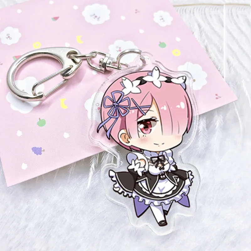 Японское аниме Re Zero Acrylic Twoside брелоки с принтом 6 см Rem Ram Emilia Мультяшные Portachiavi