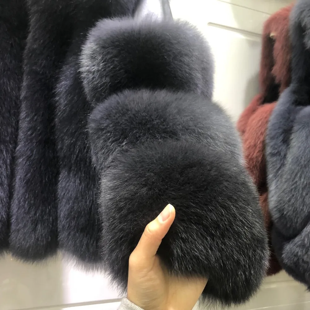 2019Women's пальто натуральный Лисий Мех 5 рядов Высокое качество верхняя одежда