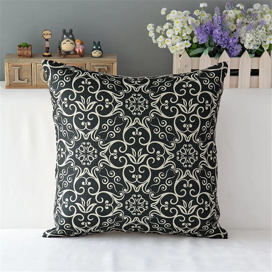 18 &quotквадратная простая Геометрическая Цветочная хлопковая льняная подушка для