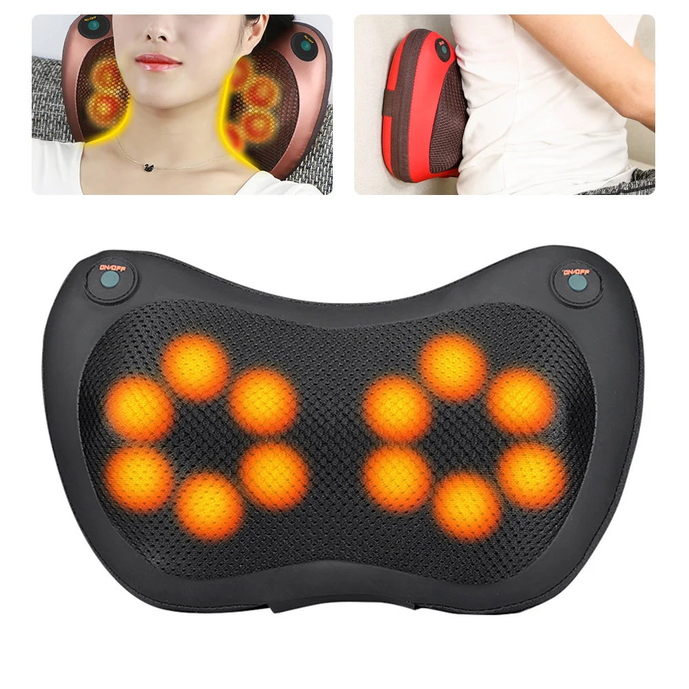 

8/6/4 головки шиацу массажная подушка для дома автомобиля спины шеи массажер подушки облегчение боли Электрический массажный аппарат для шеи...
