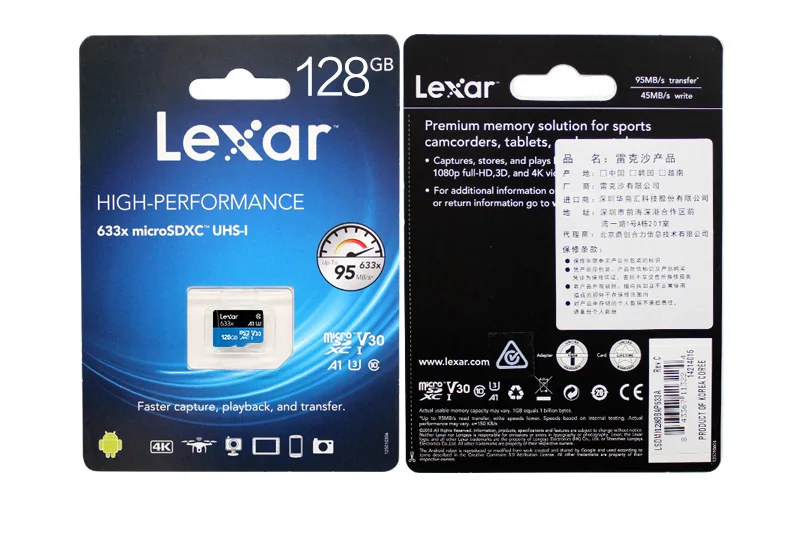 Lexar карта памяти 32 Гб 633X Micro SD Card 64 Гб 128 256 SDXC 95 МБ/с. TF карты флэш-накопитель для ноутбука