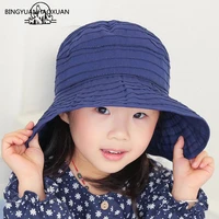 bingyuanhaoxuan girls large brim sunhat wavy beach straw hat cute sun cap