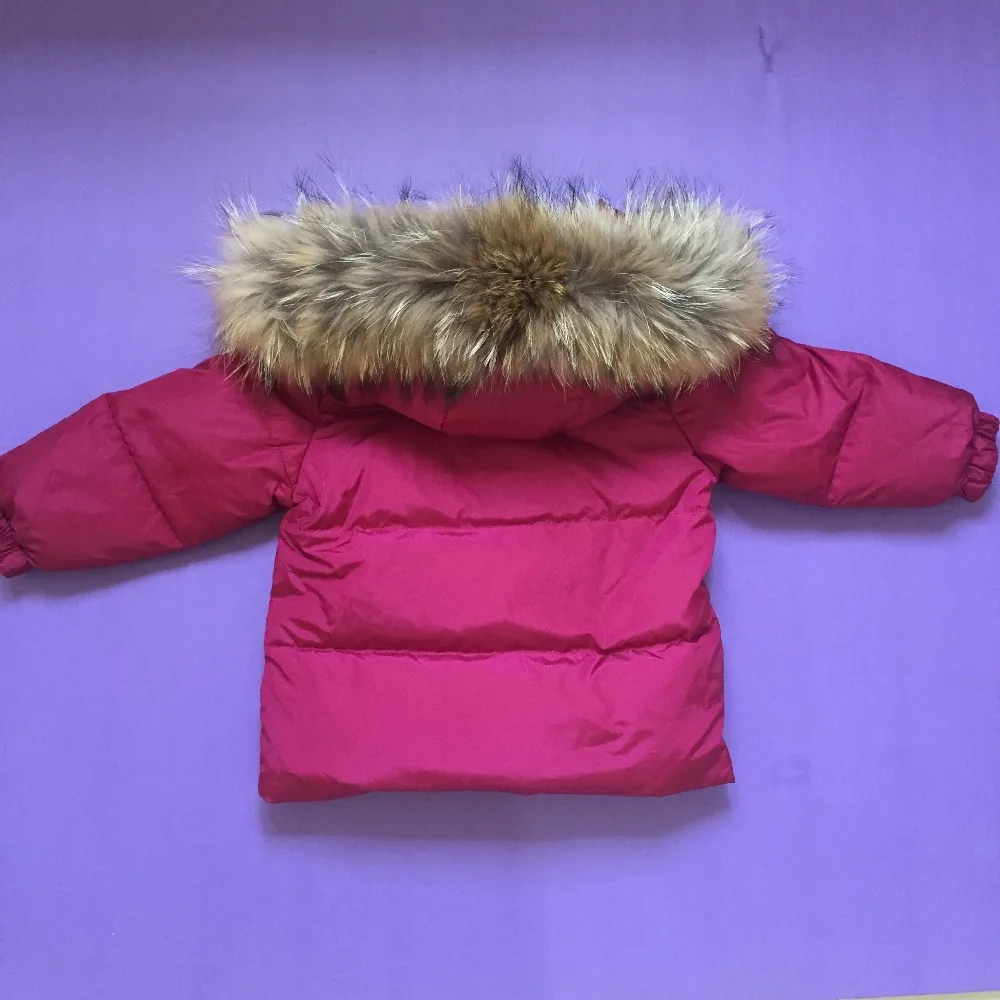 Winter thickening White duck down jacket boys girls ski suit children's clothing sets real Raccoon fur collar kids | Детская одежда