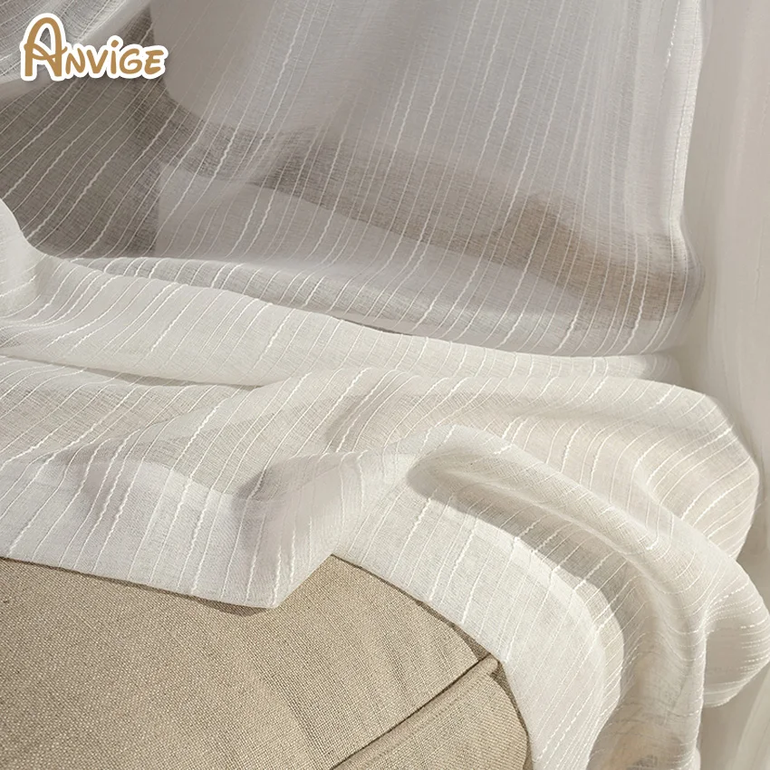 Cotton/Linen Fabric White Tulle Sheer Curtain For Living Room Window Screening | Дом и сад