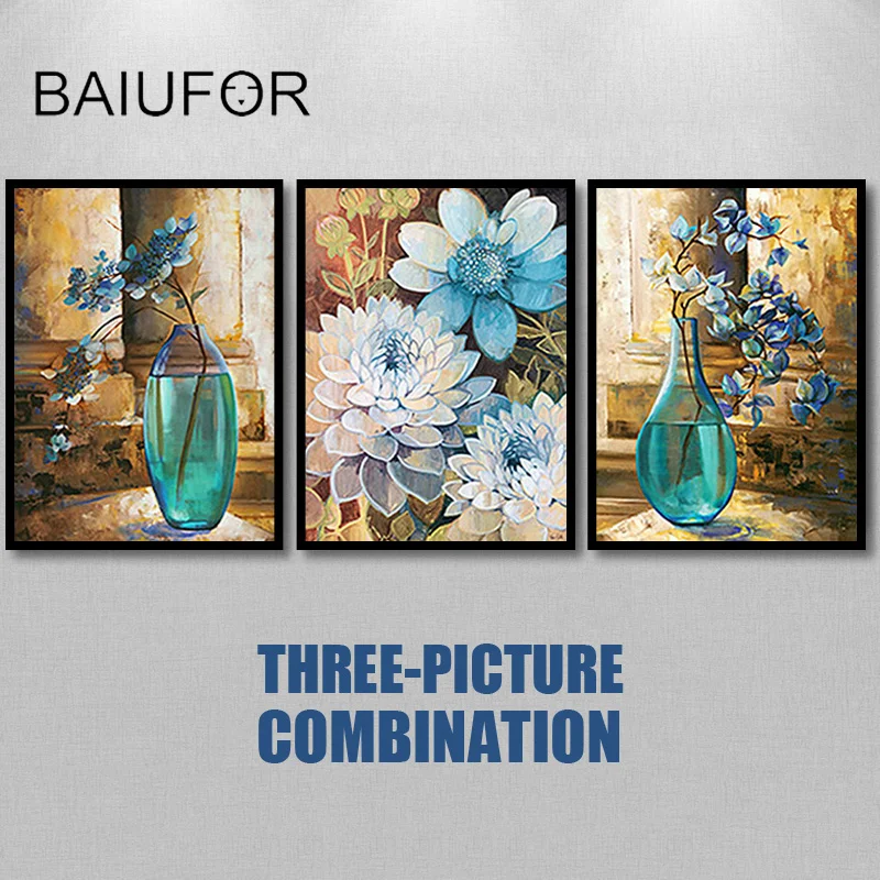 Baiufor 3 шт. алмазная живопись цветы картины стразами Алмазная мозаика полная