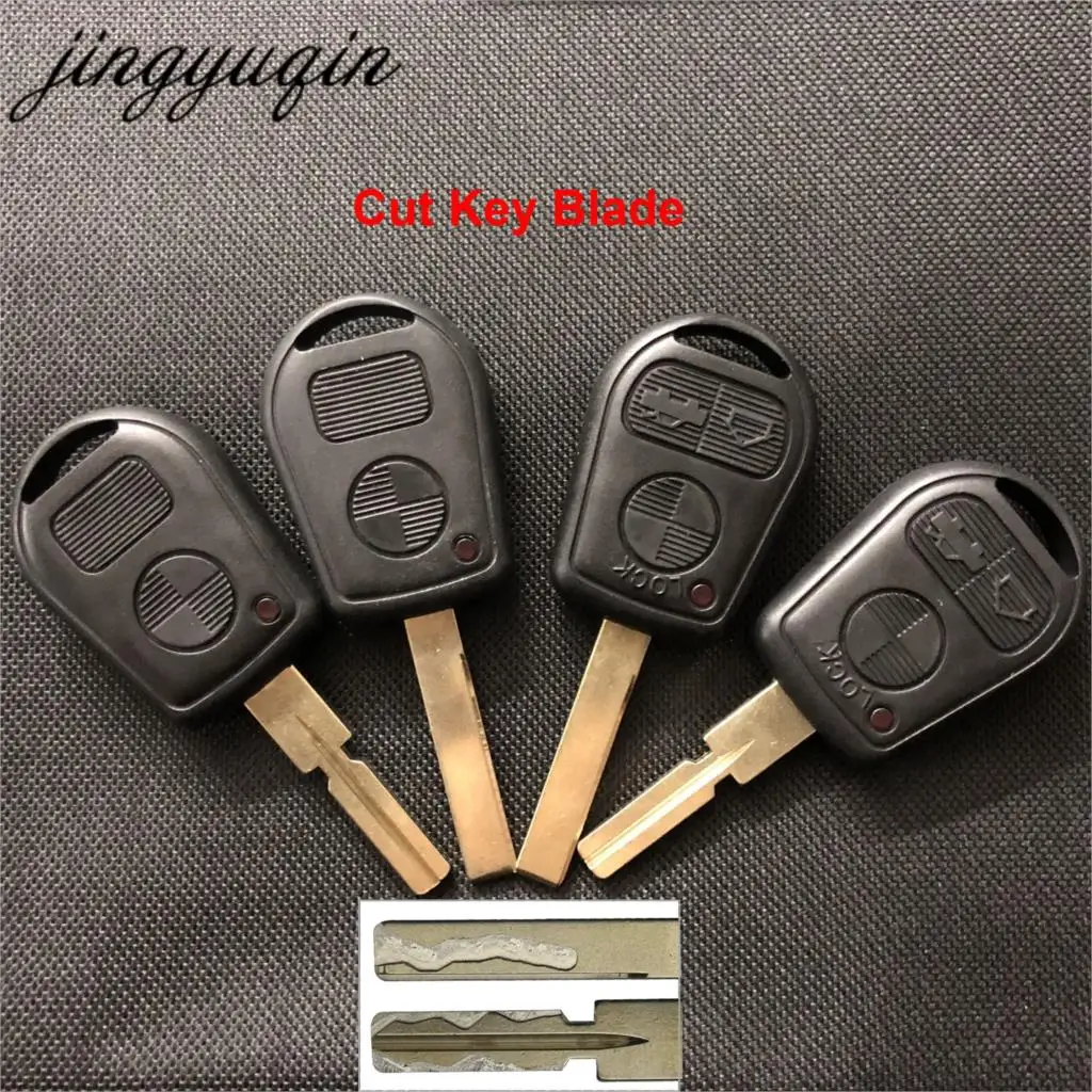 jingyuqin 3 Button Cut Blade Car Remote Key Case Shell for BMW E31 E32 E34 E36 E38 E39 E46 Z3 Fob Cutting key Code Replacement