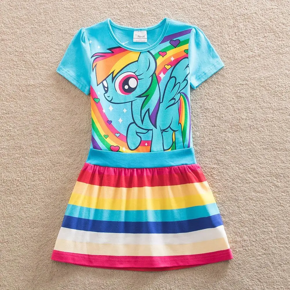 New Summer Little Pony Wear Children Girls Christmas Rainbow Dash Costume Casual Dress Baby Girl Home 7Year | Детская одежда и