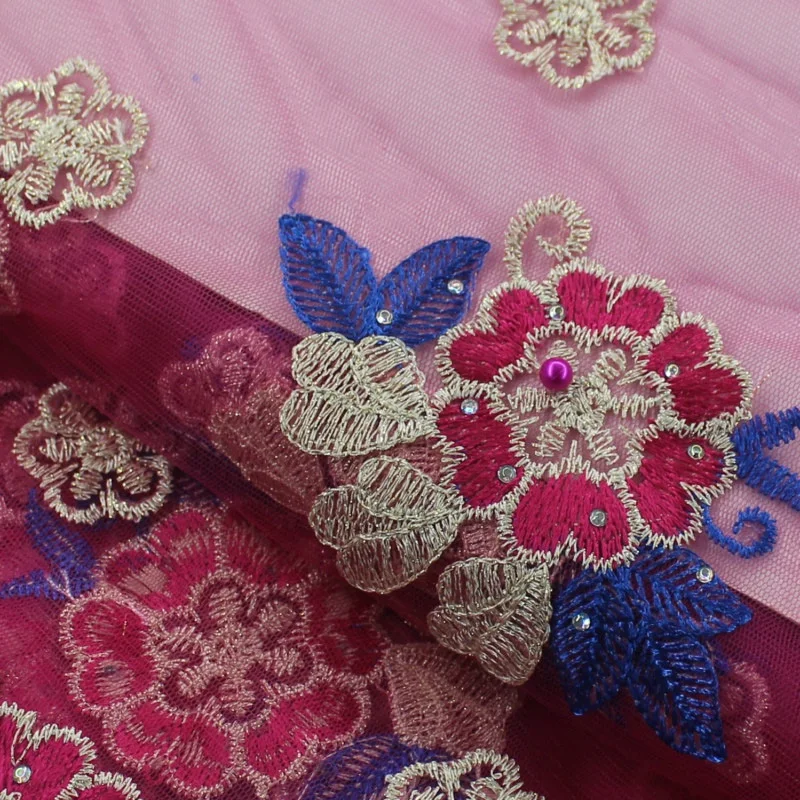 Beautiful small flowers pattern with stones and beads Net Lace SC23 Free shipping cheap price French Tulle Fabric | Дом и сад