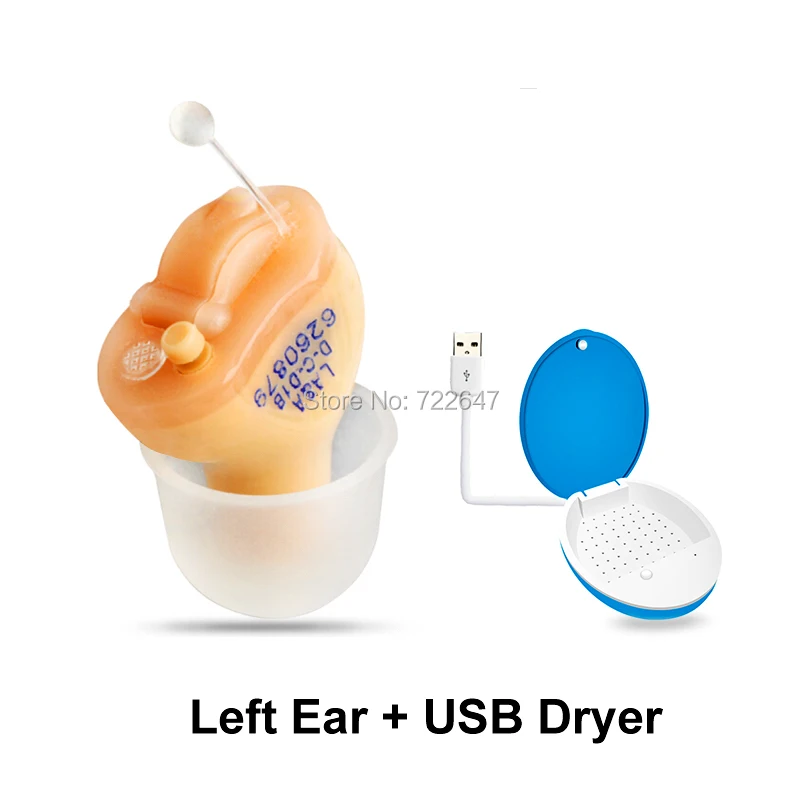Left Ear w USB Dryer 8-канальный цифровой слуховой аппарат для глухоты мини невидимый в ушах маскирующий CIC слуховые усилители аудиофоны T27 - Цвет: Left Ear w USB Dryer